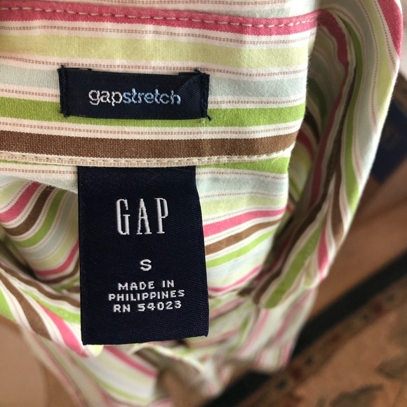 Gap Preppy Stretch V Neck Striped Button Down Oxford - Picture 7 of 7